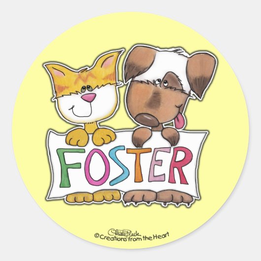 犬と猫のホールドFOSTERバナー ラウンドシール (正面)