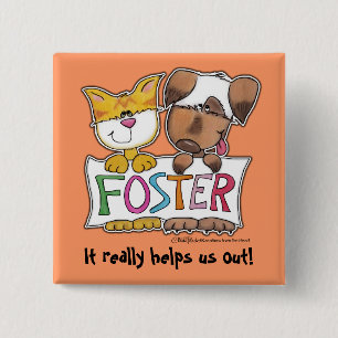 犬と猫のホールドFOSTERバナー 缶バッジ
