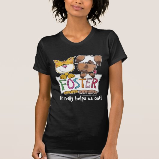 犬と猫のホールドFOSTERバナー Tシャツ (正面)