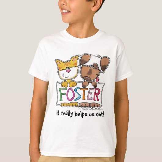 犬と猫のホールドFOSTERバナー Tシャツ (正面)