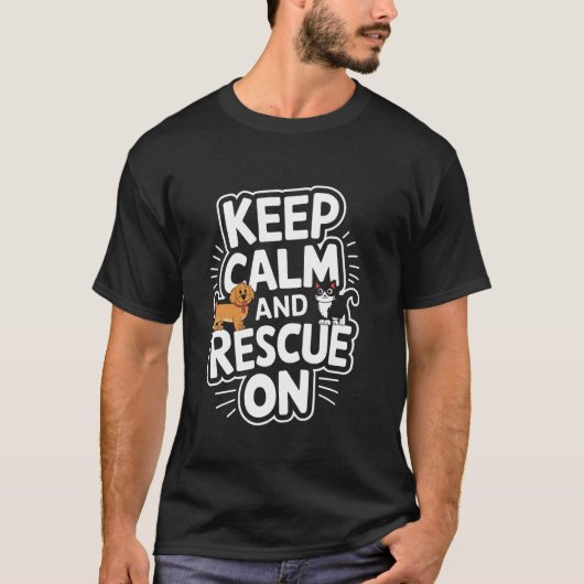 犬と猫のレスキュー デザイン 動物保護施設 アン Tシャツ (正面)