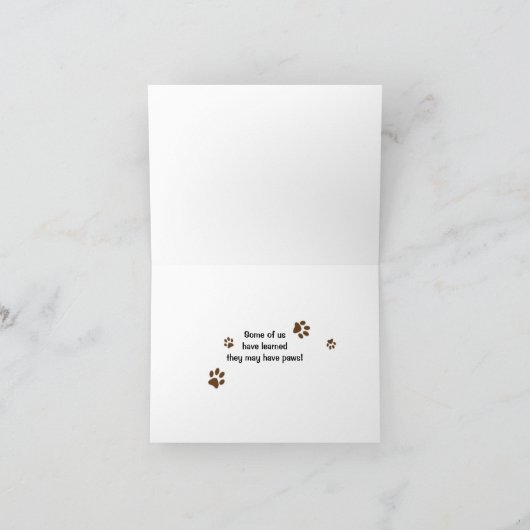 犬と猫の動物の天使がグリーティングカードを折り畳んだ カード (内部)