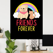 犬と猫の友人は永遠に ポスター (ホームオフィス)