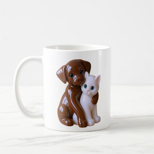 犬と猫の友情 コーヒーマグカップ (左)
