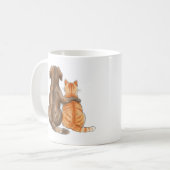 犬と猫の友情 水彩画 コーヒーマグカップ (正面左)