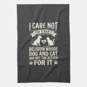 犬と猫の宗教的な名言 キッチンタオル (縦)