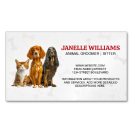 犬と猫の座り |前足と骨のパターン マグネット名刺