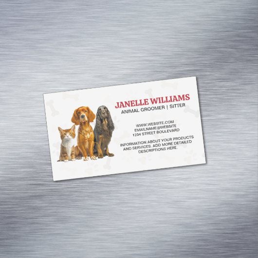 犬と猫の座り |前足と骨のパターン マグネット名刺 (インサイチュ)