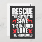 犬と猫の愛の動物の救出認識度 ポストカード (正面/裏面)