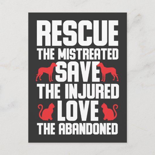 犬と猫の愛の動物の救出認識度 ポストカード (正面)