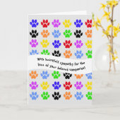 犬と猫の手紙に同情カードを印刷 カード (黄色い花)