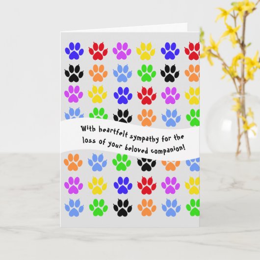 犬と猫の手紙に同情カードを印刷 カード (黄色い花)