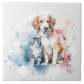 犬と猫の最高の友達 タイル (正面)