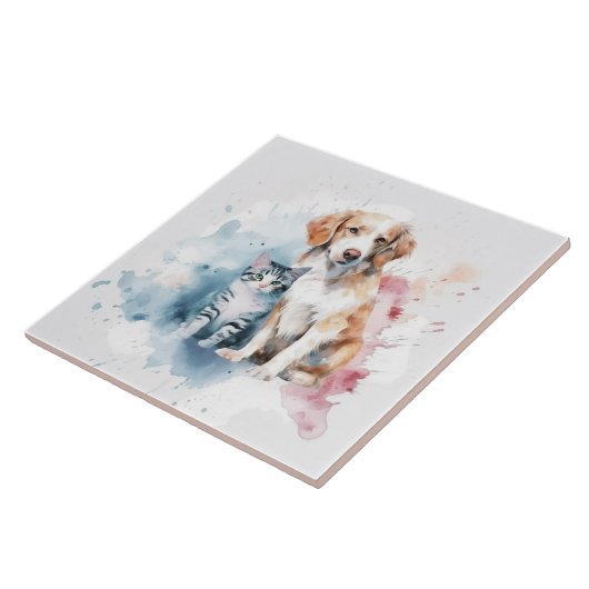 犬と猫の最高の友達 タイル (側面)