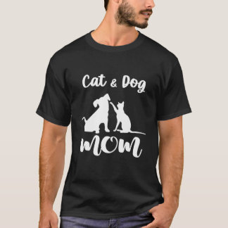 犬と猫の母ペット動物の愛情女性のための子犬 Tシャツ