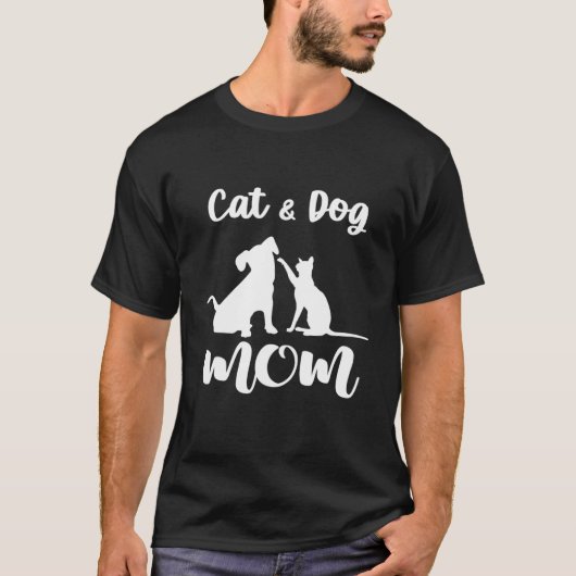 犬と猫の母ペット動物の愛情女性のための子犬 Tシャツ (正面)