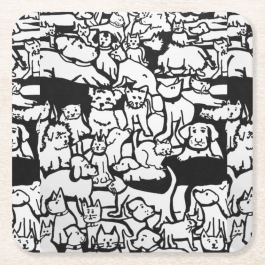 犬と猫の漫画» Coaster スクエアペーパーコースター (正面)