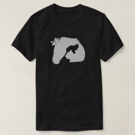 犬と猫の白い馬頭のシルエット Tシャツ