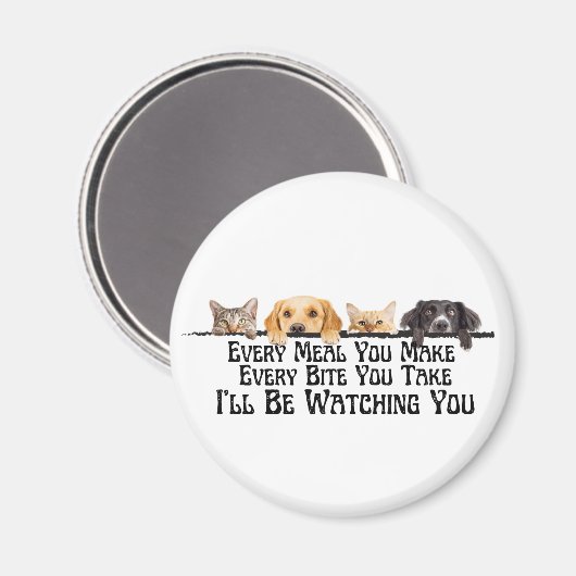 犬と猫の磁石おもしろいを見てやる マグネット (正面/裏面)