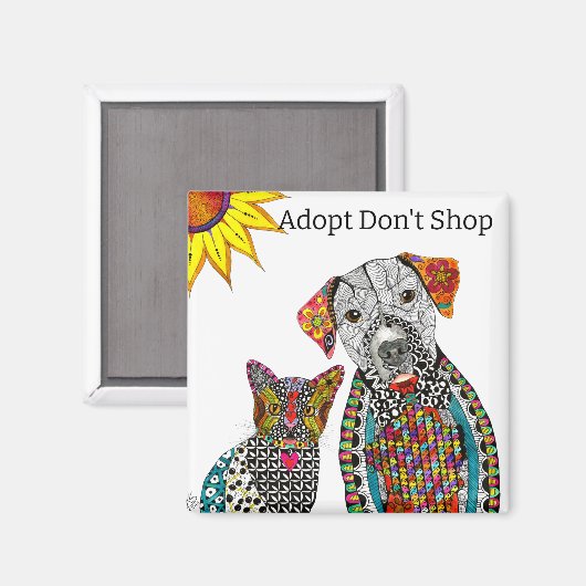 犬と猫の磁石を買わない マグネット (正面/裏面)