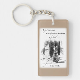 犬と猫の窓を見て、ペット悔やみや弔慰 キーホルダー