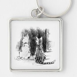 犬と猫の窓を見て、ペット悔やみや弔慰 キーホルダー