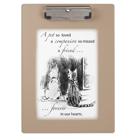 犬と猫の窓を見て、ペット悔やみや弔慰 クリップボード (正面)