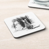 犬と猫の窓を見て、ペット悔やみや弔慰 コースター (左側)