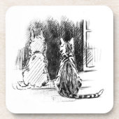 犬と猫の窓を見て、ペット悔やみや弔慰 コースター (正面)