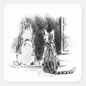 犬と猫の窓を見て、ペット悔やみや弔慰 スクエアシール (正面)