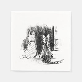 犬と猫の窓を見て、ペット悔やみや弔慰 スタンダードカクテルナプキン