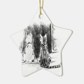 犬と猫の窓を見て、ペット悔やみや弔慰 セラミックオーナメント (左)