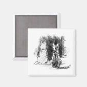 犬と猫の窓を見て、ペット悔やみや弔慰 マグネット (正面/裏面)