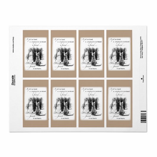 犬と猫の窓を見て、ペット悔やみや弔慰 ラベル (フルシート)