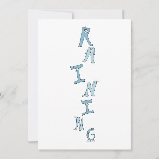 犬と猫の誕生日カード雨の犬と猫 サンキューカード (正面)