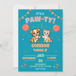 犬と猫の誕生日パーティー 招待状