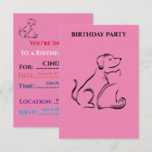 「犬と猫の誕生日招待状パーソナライズされた。 (正面/裏面)