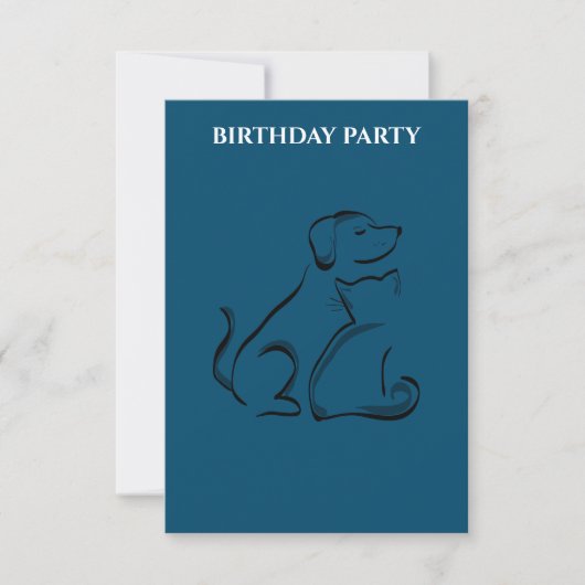 「犬と猫の誕生日招待状パーソナライズされた。 (正面)