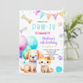 犬と猫の誕生日招待状 招待状 (スタンド正面)