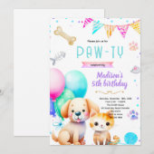 犬と猫の誕生日招待状 招待状 (正面/裏面)