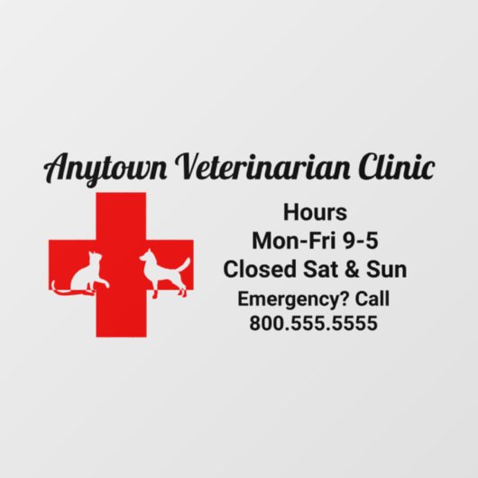 犬と猫の赤十字の獣医の窓の貼り ウィンドウサイン (シート)