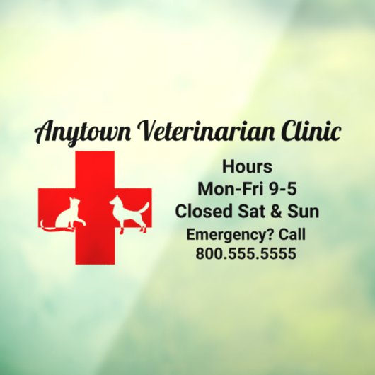 犬と猫の赤十字の獣医の窓の貼り ウィンドウサイン (シート3)