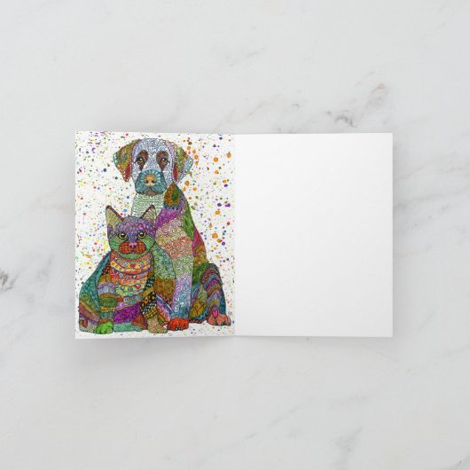 犬と猫の里親募集と保護カードです サンキューカード (内部)