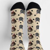 犬と猫の顔パーソナライズされた、ハートをデイジー ソックス (上部)