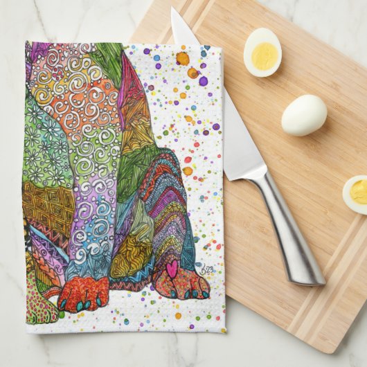 犬と猫の養子縁組と救出キッチンタオル キッチンタオル (四つ折り)