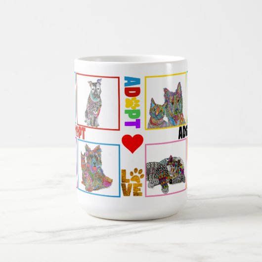 犬と猫の養子縁組と救助は優しい愛のマグカップ コーヒーマグカップ (中央)