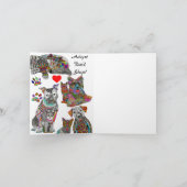 犬と猫の養子縁組と救助グリーティングカード サンキューカード (内部)