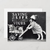 犬と猫の養子縁組と救助グリーティングカード シーズンカード (正面/裏面)