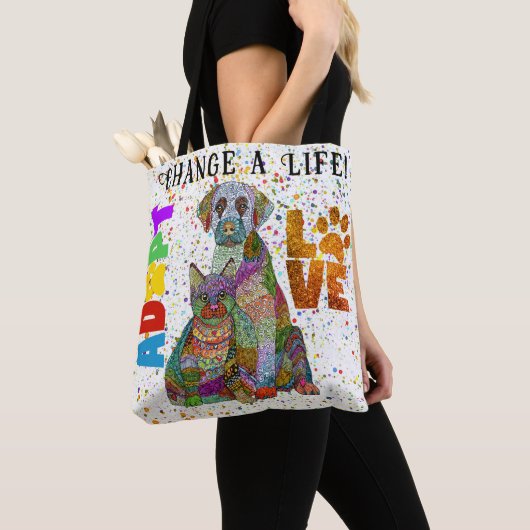 犬と猫の養子縁組と救助トートバッグ トートバッグ (クローズアップ)