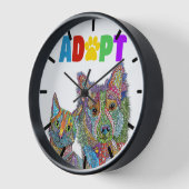 犬と猫の養子縁組と救助 壁時計 (傾斜)